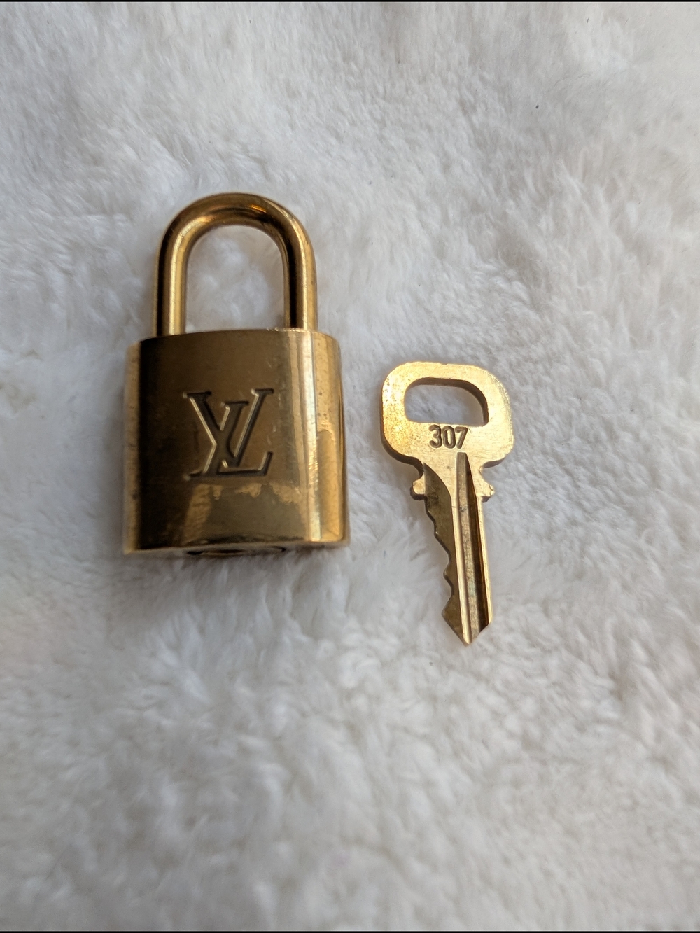 Authentic Louis Vuitton Brass Padlock Lock & Matching Key #307 Made in France